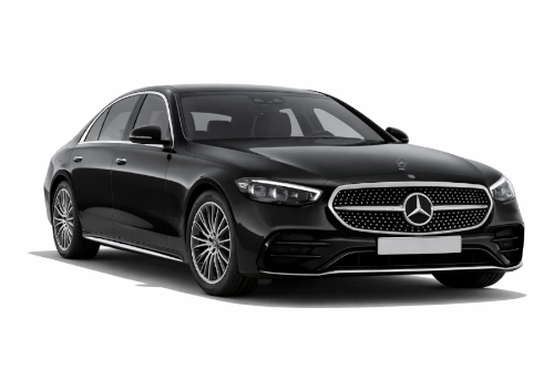 Schwarze Mercedes E-Klasse Limousine aus dem Fuhrpark von Frankfurt Luxury Drive